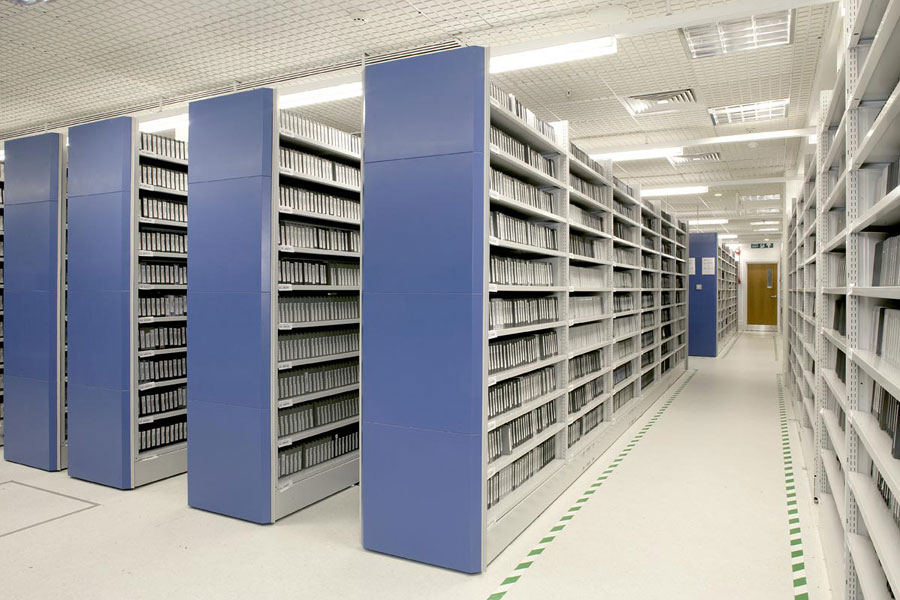 Archive shelving of the BBC London